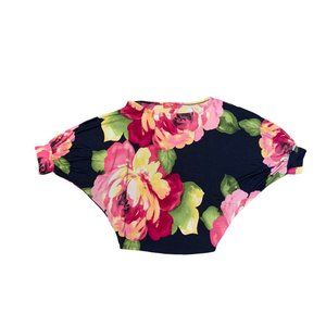 Floral Womens Top Size Small Dolman Sleeves Colorful Stretch Style